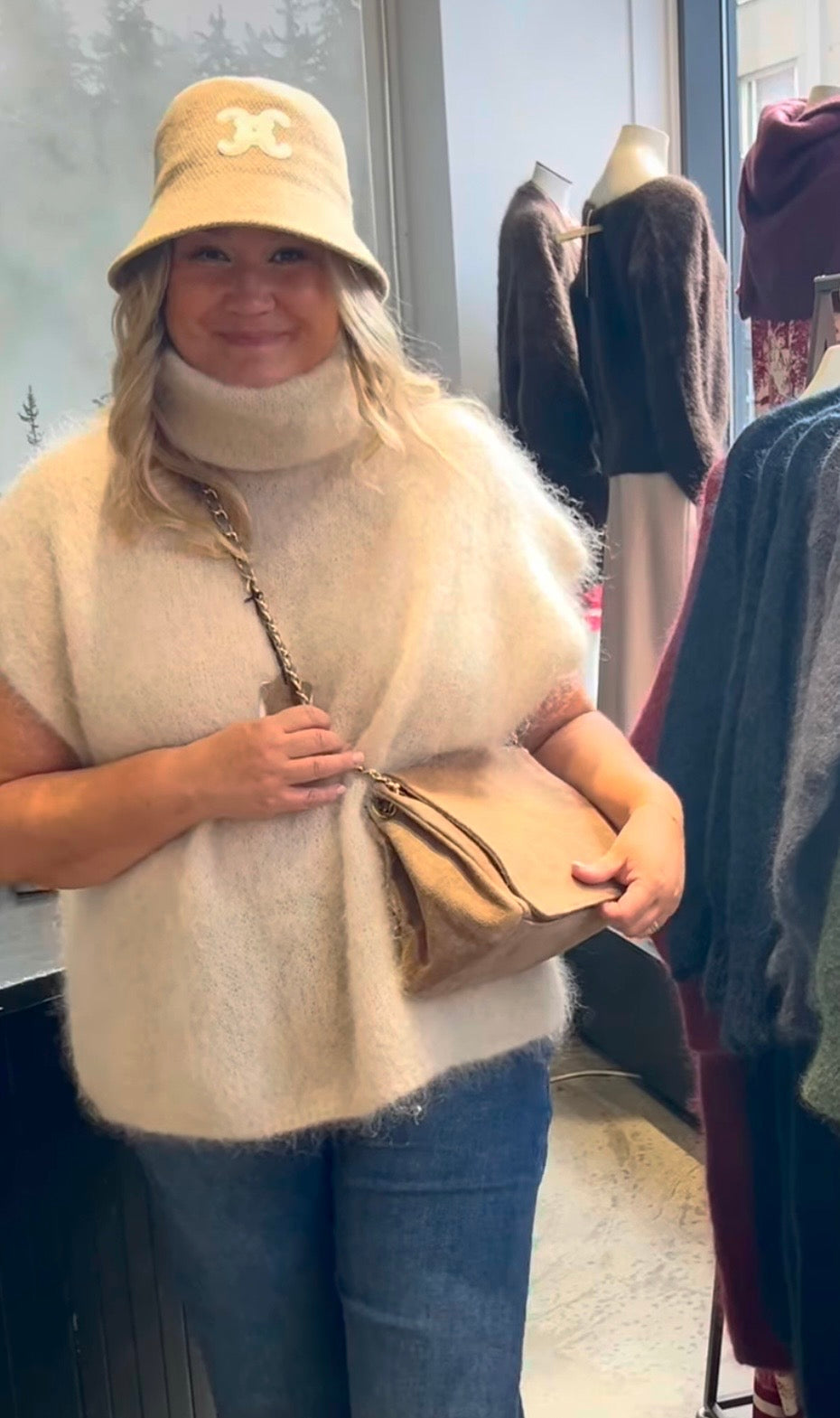 Mohair 80% neuleliivi, vaalea