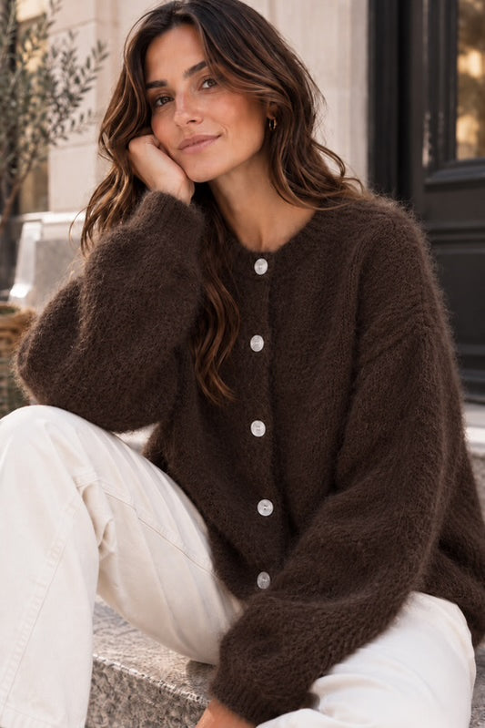Kid mohair 80% neuletakki, ruskea