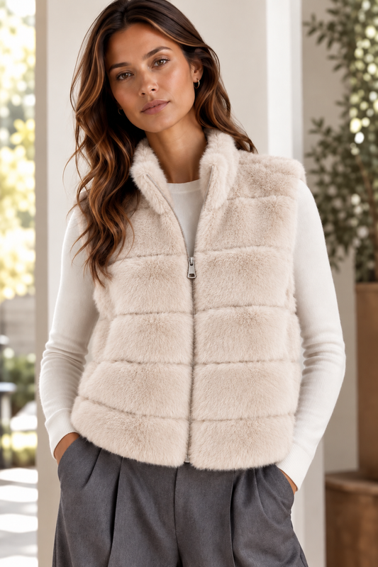 Teddy-liivi, vaalea beige