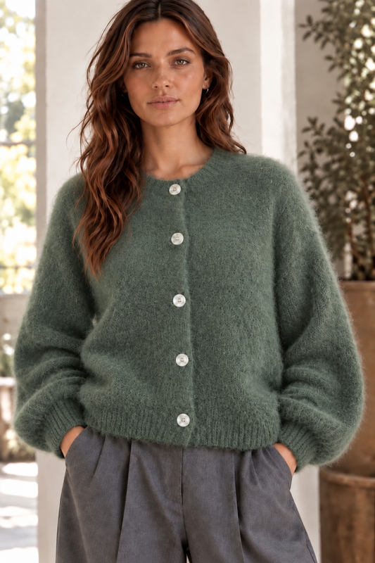 Kid mohair 80% neuletakki, vihreä