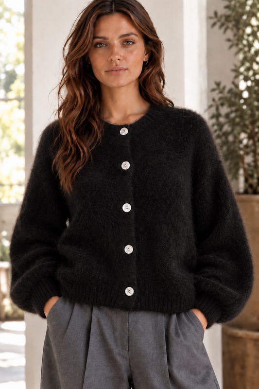 Kid mohair 80% neuletakki, musta