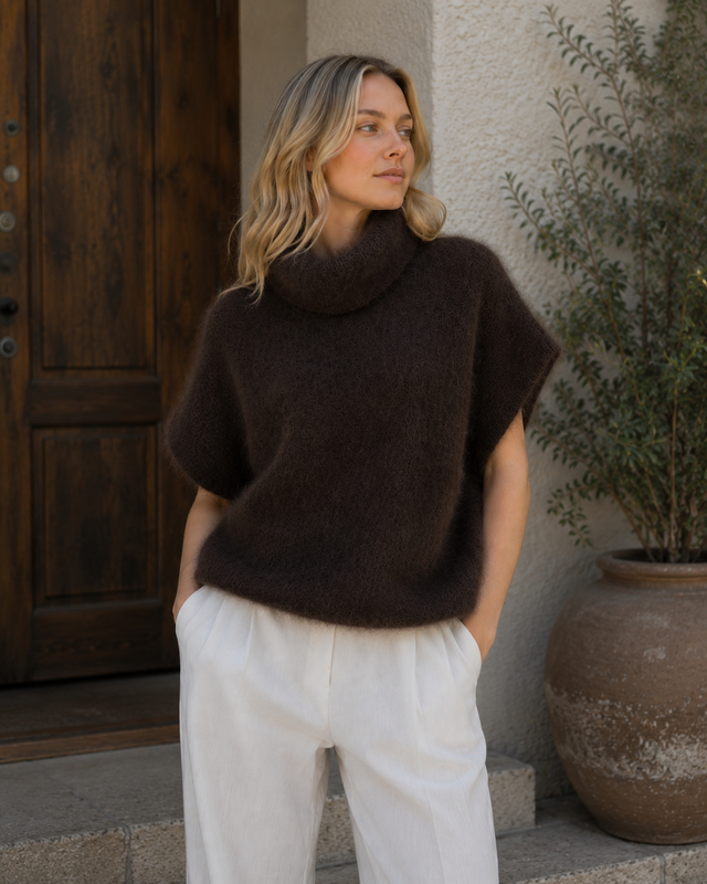 Kid mohair 80% neuleliivi, tummanruskea